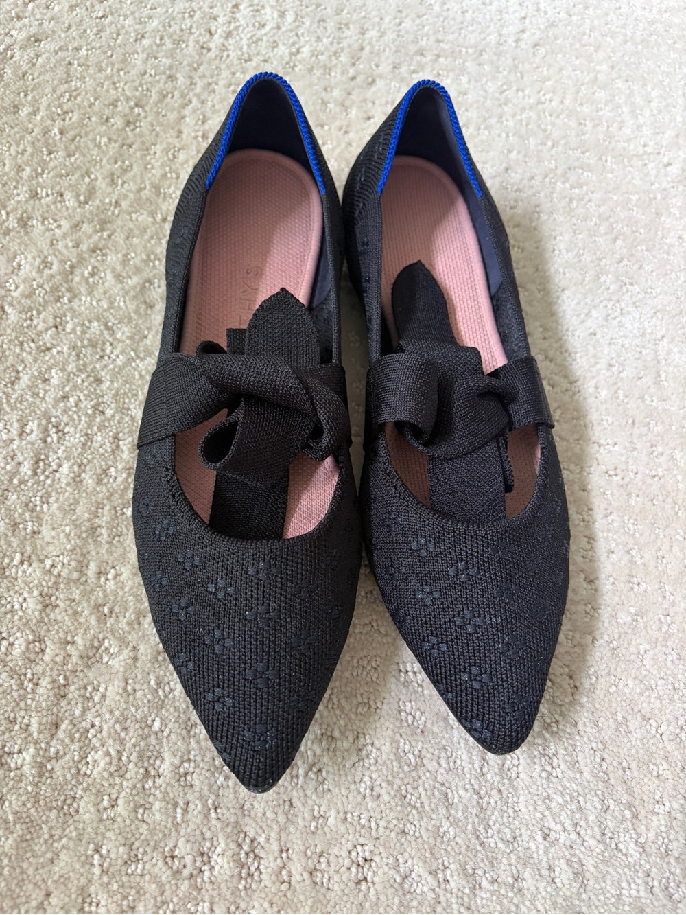 Rothy's Black Shimmer Mary Jane Ballet Flats